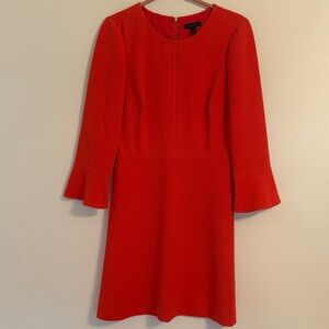 J. Crew Vibrant Red Long Sleeve Dress